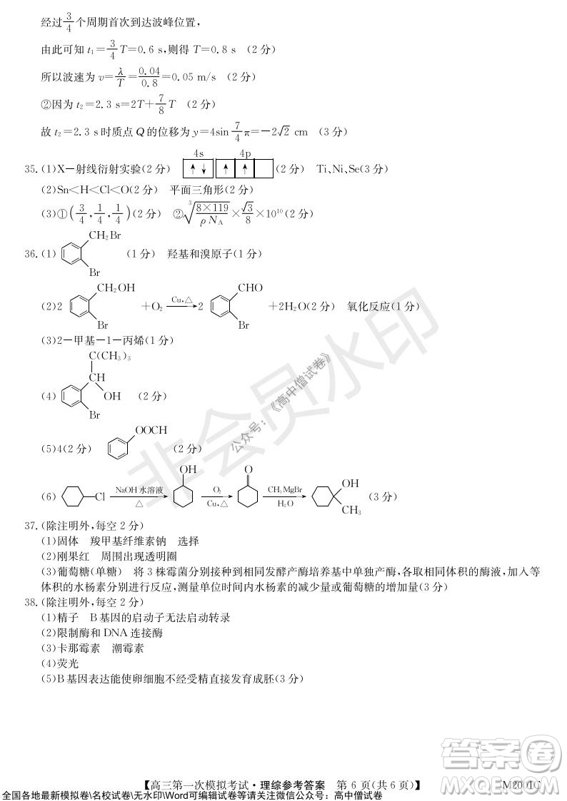 2022屆北海市高三第一次模擬考試?yán)砜凭C合試題及答案