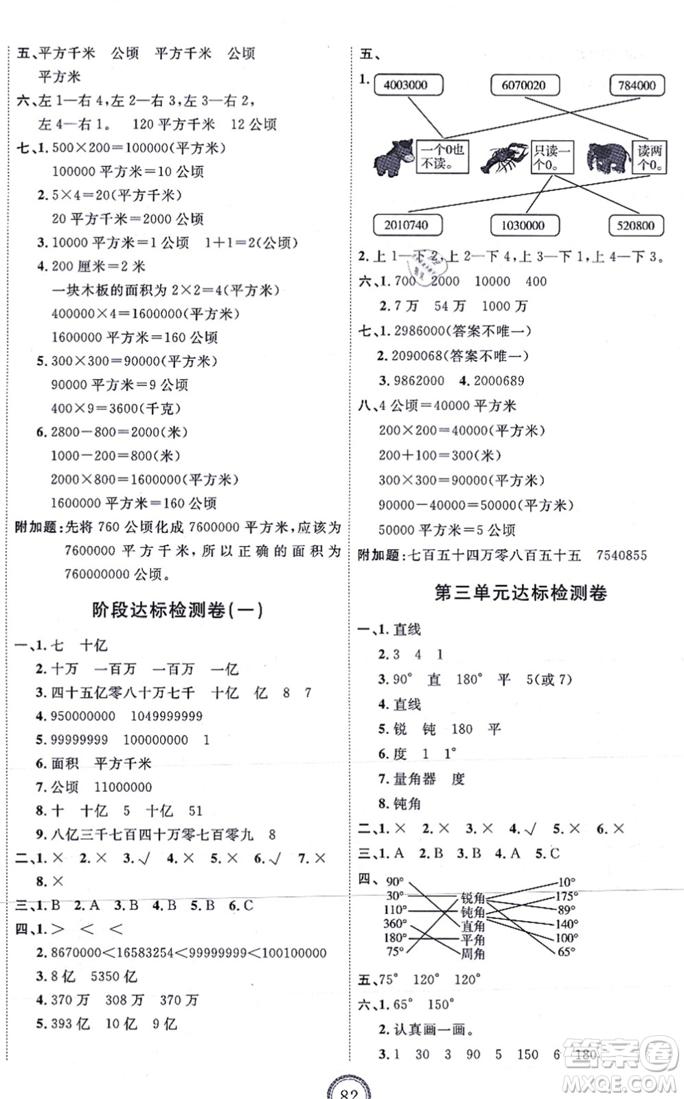 延邊教育出版社2021優(yōu)+密卷四年級數(shù)學上冊RJ人教版答案