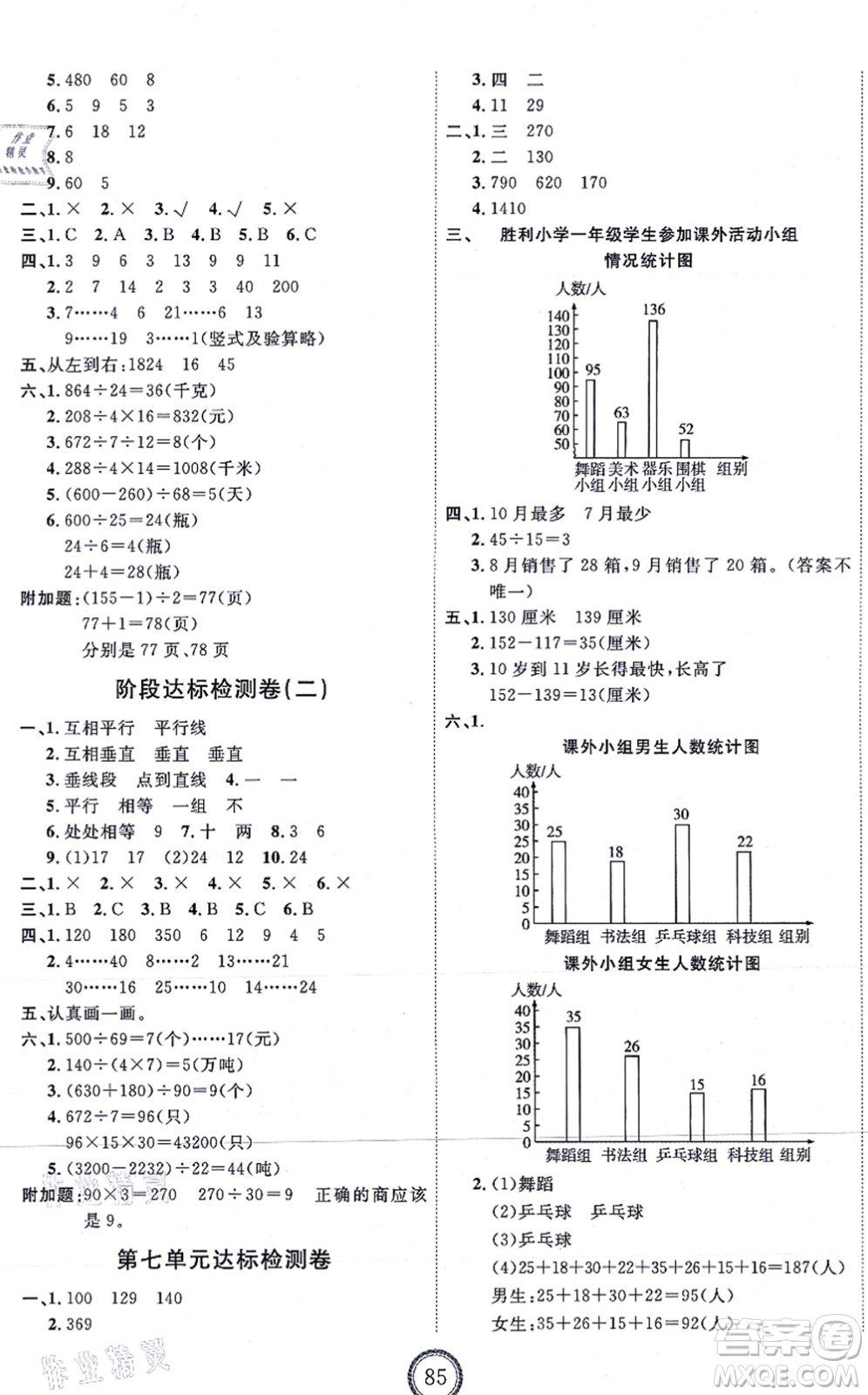 延邊教育出版社2021優(yōu)+密卷四年級數(shù)學上冊RJ人教版答案