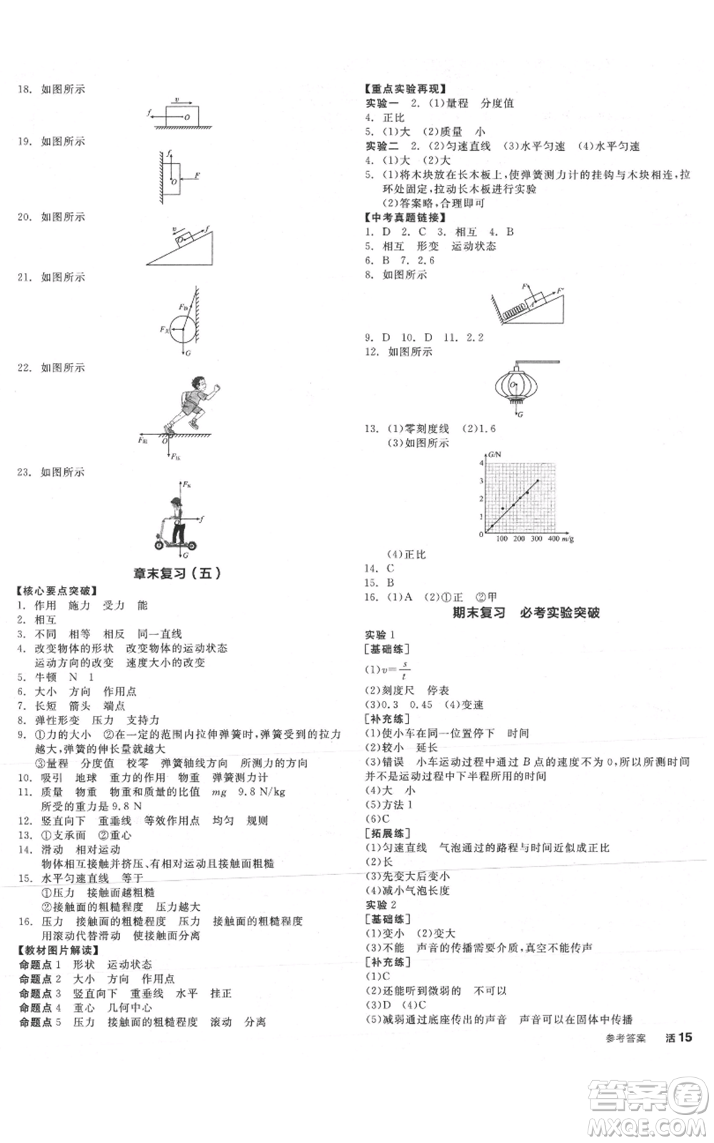 陽(yáng)光出版社2021全品作業(yè)本八年級(jí)上冊(cè)物理滬科版參考答案