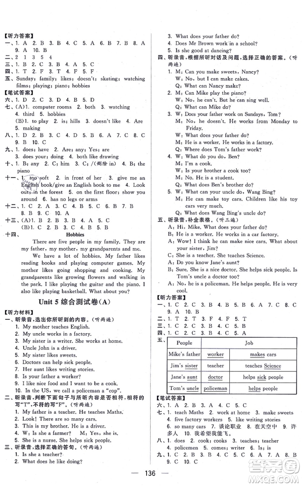 寧夏人民教育出版社2021學(xué)霸提優(yōu)大試卷五年級(jí)英語上冊(cè)江蘇國(guó)標(biāo)版答案