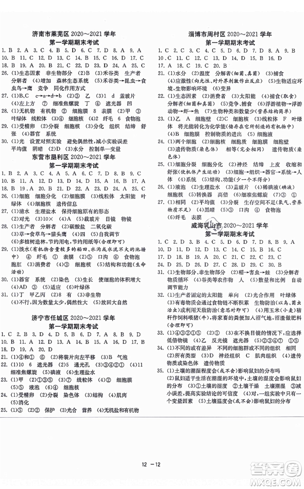 江蘇人民出版社2021秋1課3練學(xué)霸提優(yōu)訓(xùn)練六年級(jí)生物上冊(cè)五四制SDKJ魯科版答案