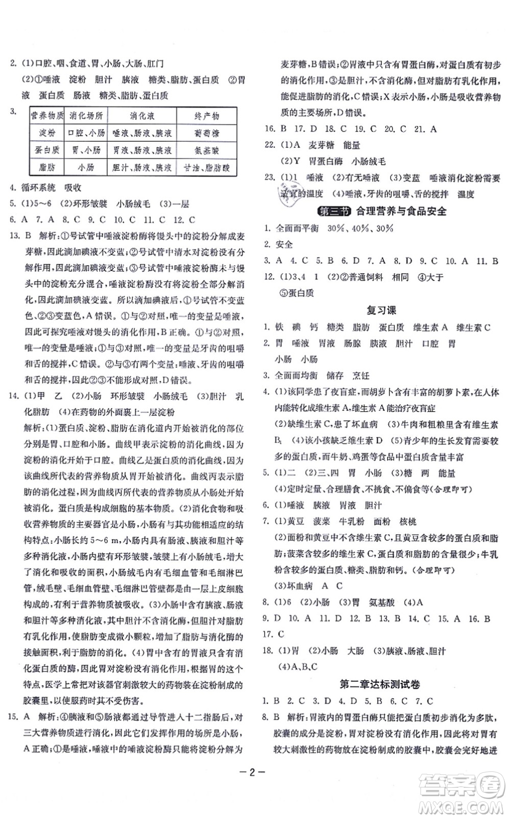 江蘇人民出版社2021秋1課3練學霸提優(yōu)訓練七年級生物上冊五四制SDKJ魯科版答案