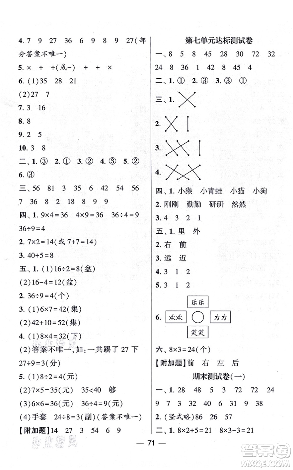 河海大學(xué)出版社2021棒棒堂學(xué)霸提優(yōu)課時(shí)作業(yè)二年級(jí)數(shù)學(xué)上冊(cè)SJ蘇教版答案
