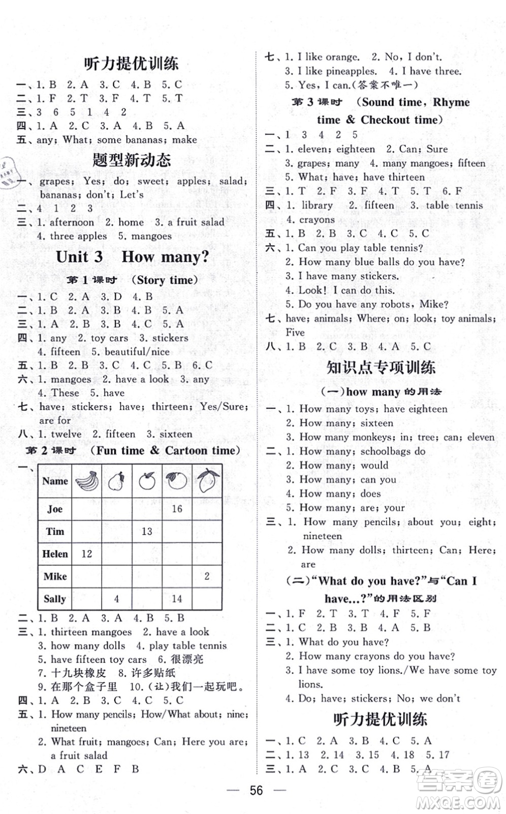 河海大學(xué)出版社2021棒棒堂學(xué)霸提優(yōu)課時(shí)作業(yè)四年級(jí)英語(yǔ)上冊(cè)江蘇專版答案