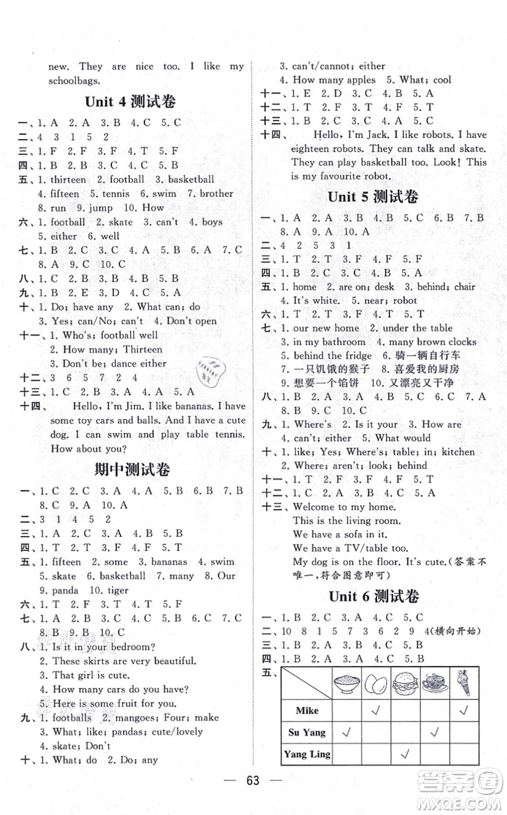 河海大學(xué)出版社2021棒棒堂學(xué)霸提優(yōu)課時(shí)作業(yè)四年級(jí)英語(yǔ)上冊(cè)江蘇專版答案