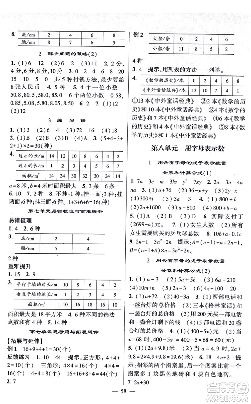 河海大學(xué)出版社2021棒棒堂學(xué)霸提優(yōu)課時(shí)作業(yè)五年級(jí)數(shù)學(xué)上冊(cè)SJ蘇教版答案