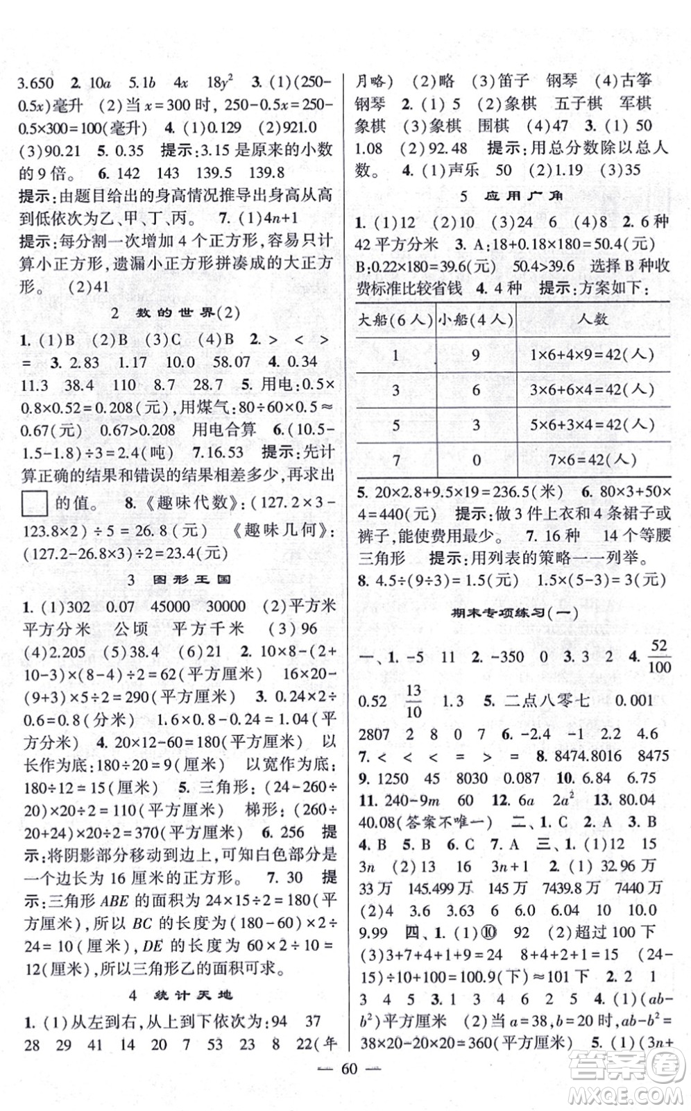 河海大學(xué)出版社2021棒棒堂學(xué)霸提優(yōu)課時(shí)作業(yè)五年級(jí)數(shù)學(xué)上冊(cè)SJ蘇教版答案