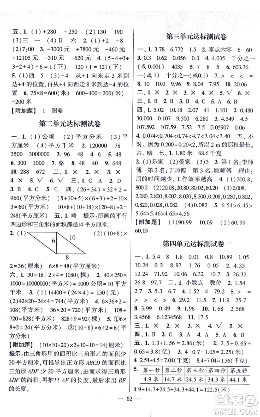 河海大學(xué)出版社2021棒棒堂學(xué)霸提優(yōu)課時(shí)作業(yè)五年級(jí)數(shù)學(xué)上冊(cè)SJ蘇教版答案