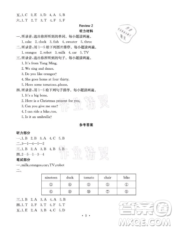 光明日報(bào)出版社2021大顯身手素質(zhì)教育單元測評卷英語四年級上冊B版閔教版答案