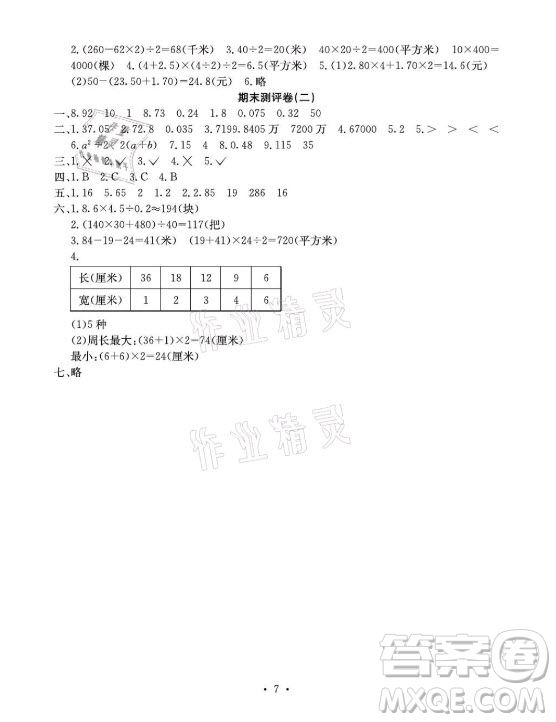 光明日報出版社2021大顯身手素質(zhì)教育單元測評卷數(shù)學五年級上冊B版蘇教版答案