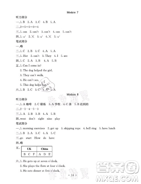 光明日?qǐng)?bào)出版社2021大顯身手素質(zhì)教育單元測(cè)評(píng)卷英語(yǔ)五年級(jí)上冊(cè)A版外研版答案