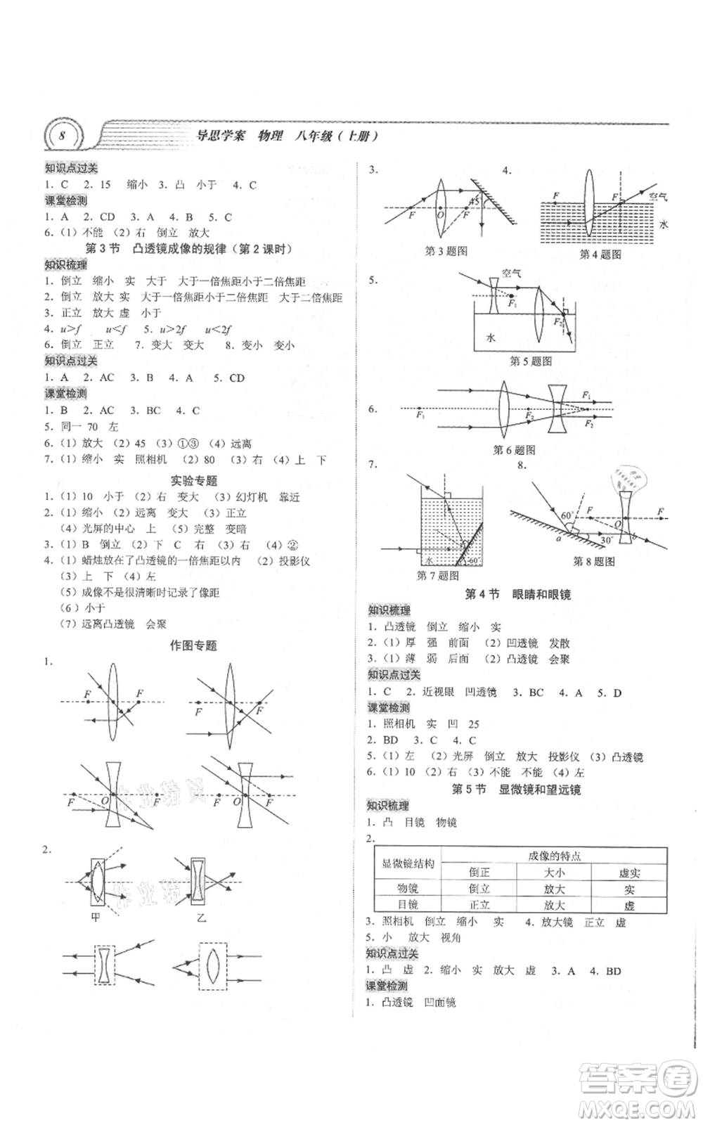 廣州出版社2021導(dǎo)思學(xué)案八年級(jí)上冊(cè)物理人教版深圳專(zhuān)版參考答案