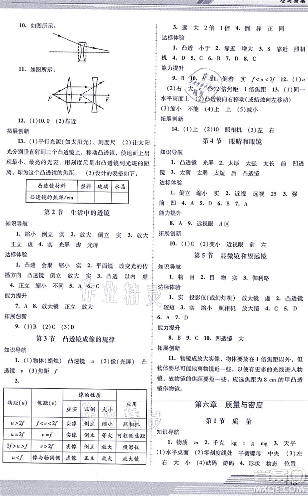 廣西師范大學出版社2021新課程學習輔導八年級物理上冊人教版中山專版答案