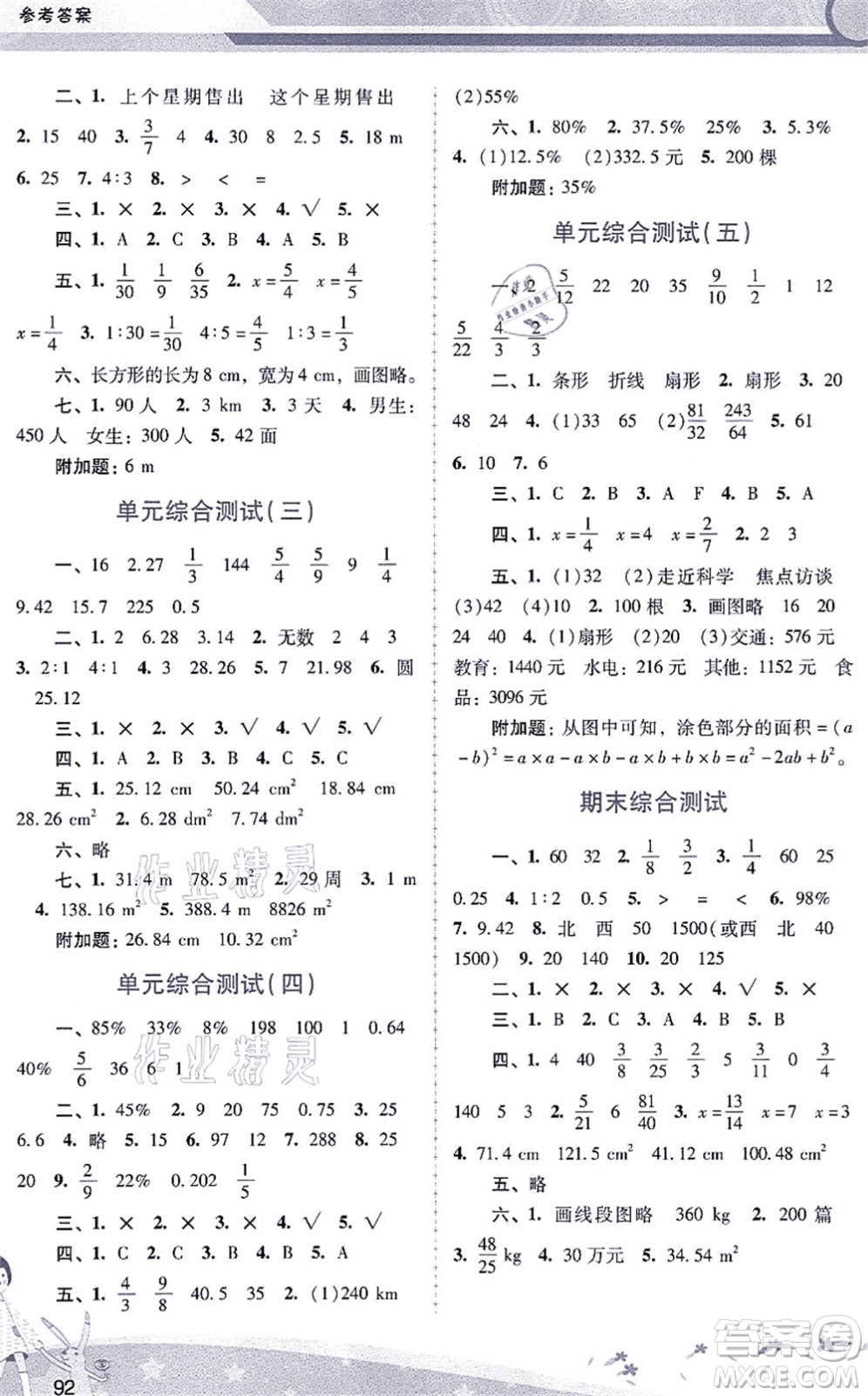 廣西師范大學(xué)出版社2021新課程學(xué)習(xí)輔導(dǎo)六年級數(shù)學(xué)上冊人教版答案
