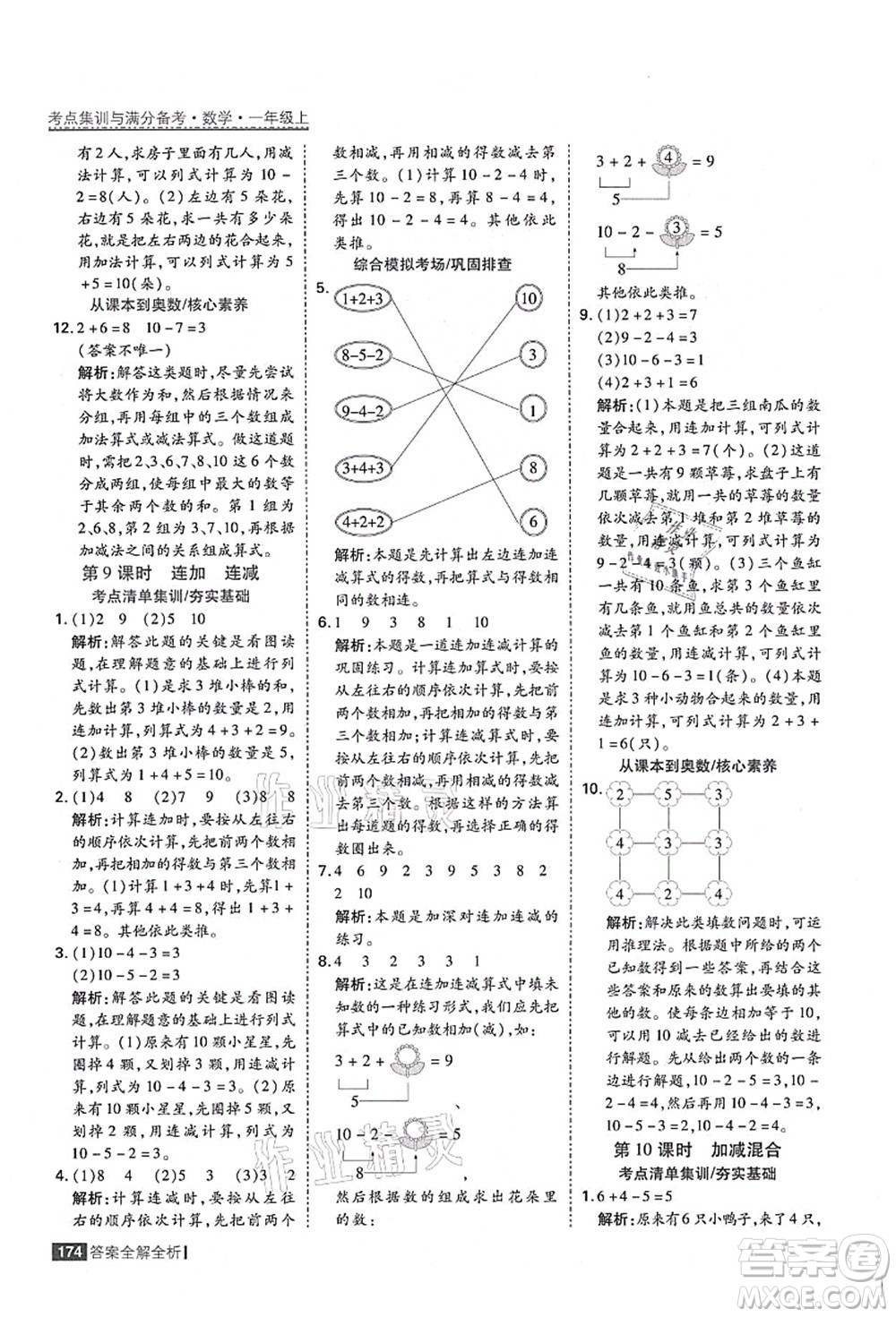 黑龍江教育出版社2021考點(diǎn)集訓(xùn)與滿分備考一年級(jí)數(shù)學(xué)上冊(cè)人教版答案