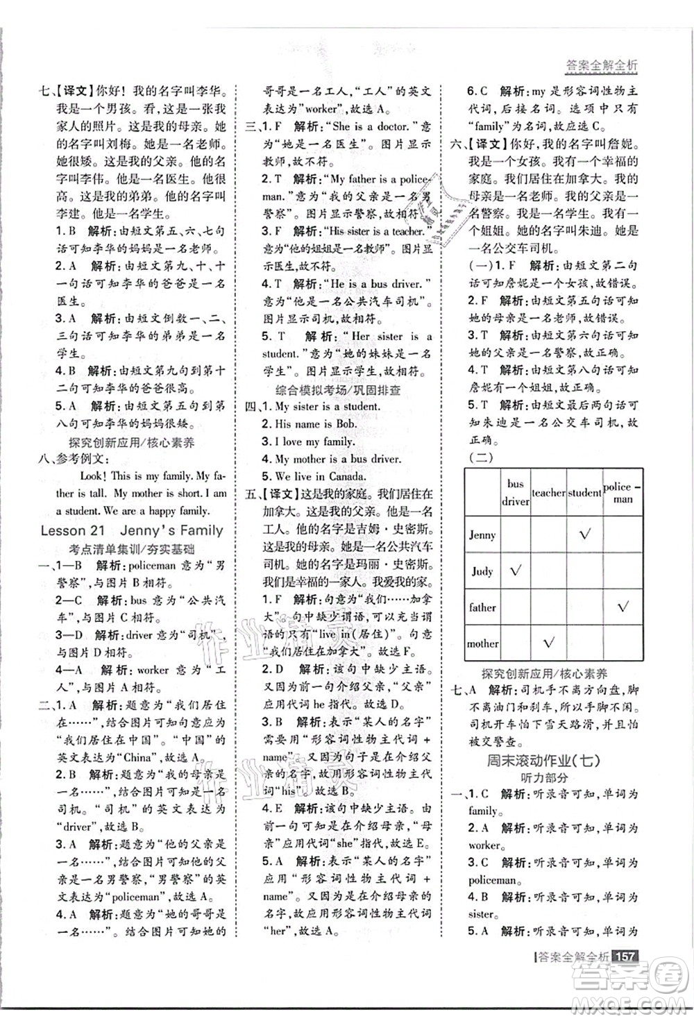 黑龍江教育出版社2021考點(diǎn)集訓(xùn)與滿分備考三年級英語上冊JJ冀教版答案
