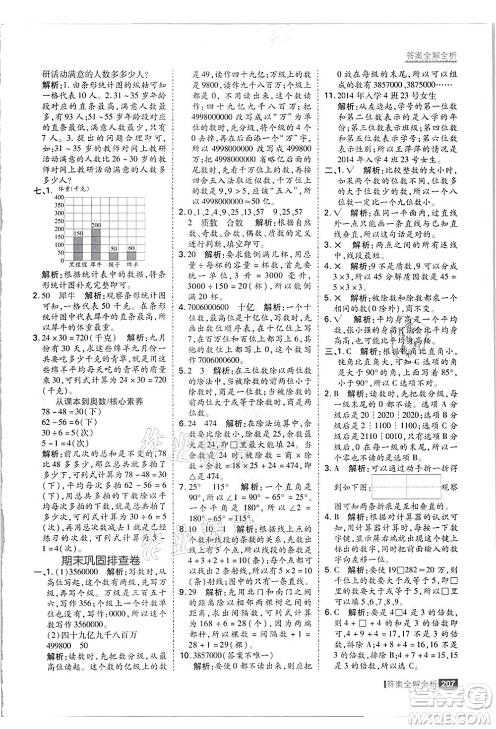 黑龍江教育出版社2021考點集訓與滿分備考四年級數(shù)學上冊JJ冀教版答案