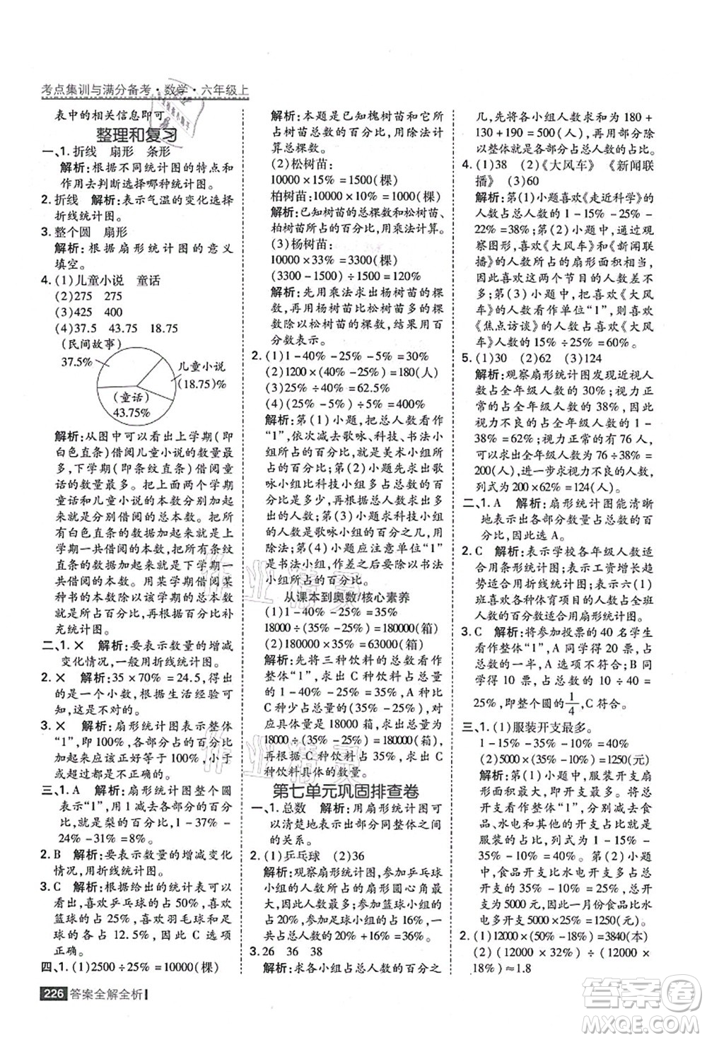 黑龍江教育出版社2021考點(diǎn)集訓(xùn)與滿分備考六年級數(shù)學(xué)上冊人教版答案