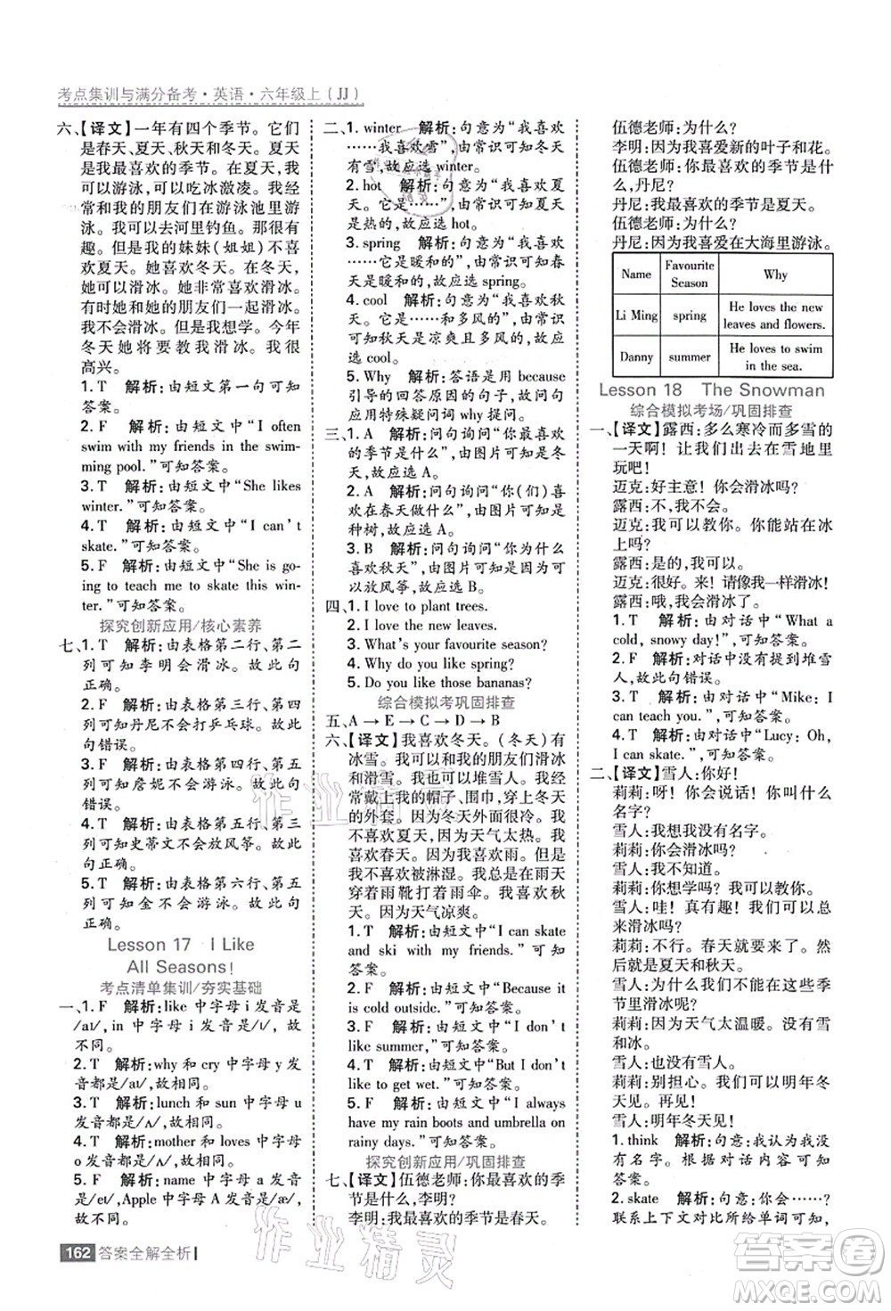 黑龍江教育出版社2021考點集訓(xùn)與滿分備考六年級英語上冊JJ冀教版答案
