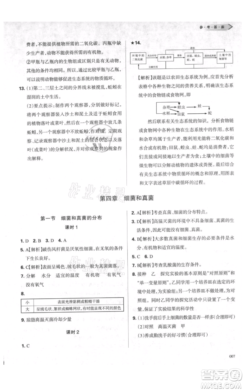 天津教育出版社2021學習質(zhì)量監(jiān)測八年級上冊生物人教版參考答案