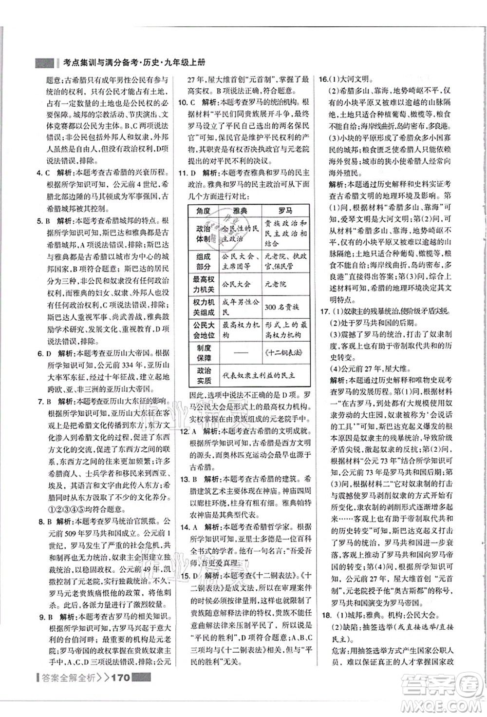 河北美術(shù)出版社2021考點(diǎn)集訓(xùn)與滿(mǎn)分備考九年級(jí)歷史上冊(cè)人教版答案