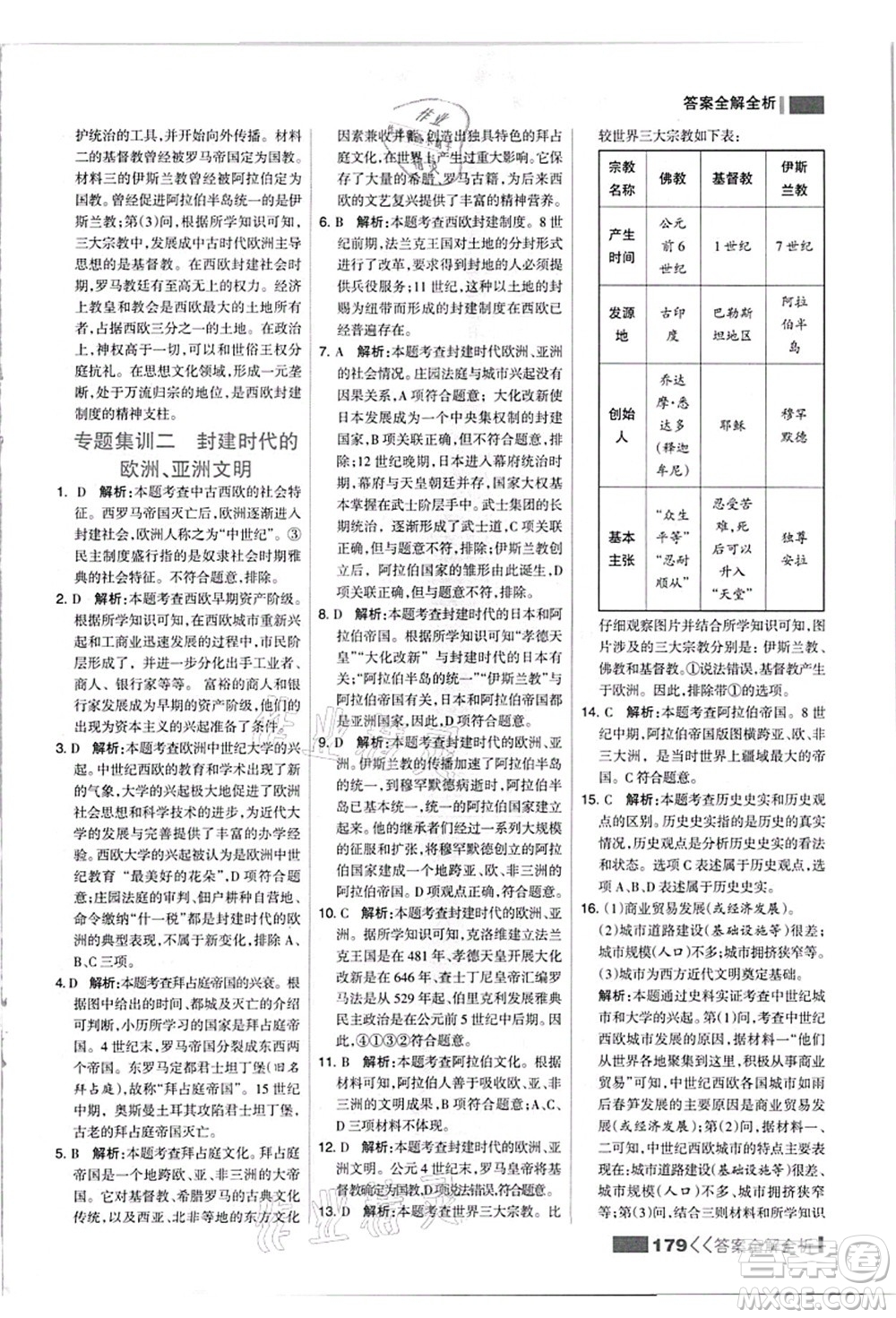 河北美術(shù)出版社2021考點(diǎn)集訓(xùn)與滿(mǎn)分備考九年級(jí)歷史上冊(cè)人教版答案