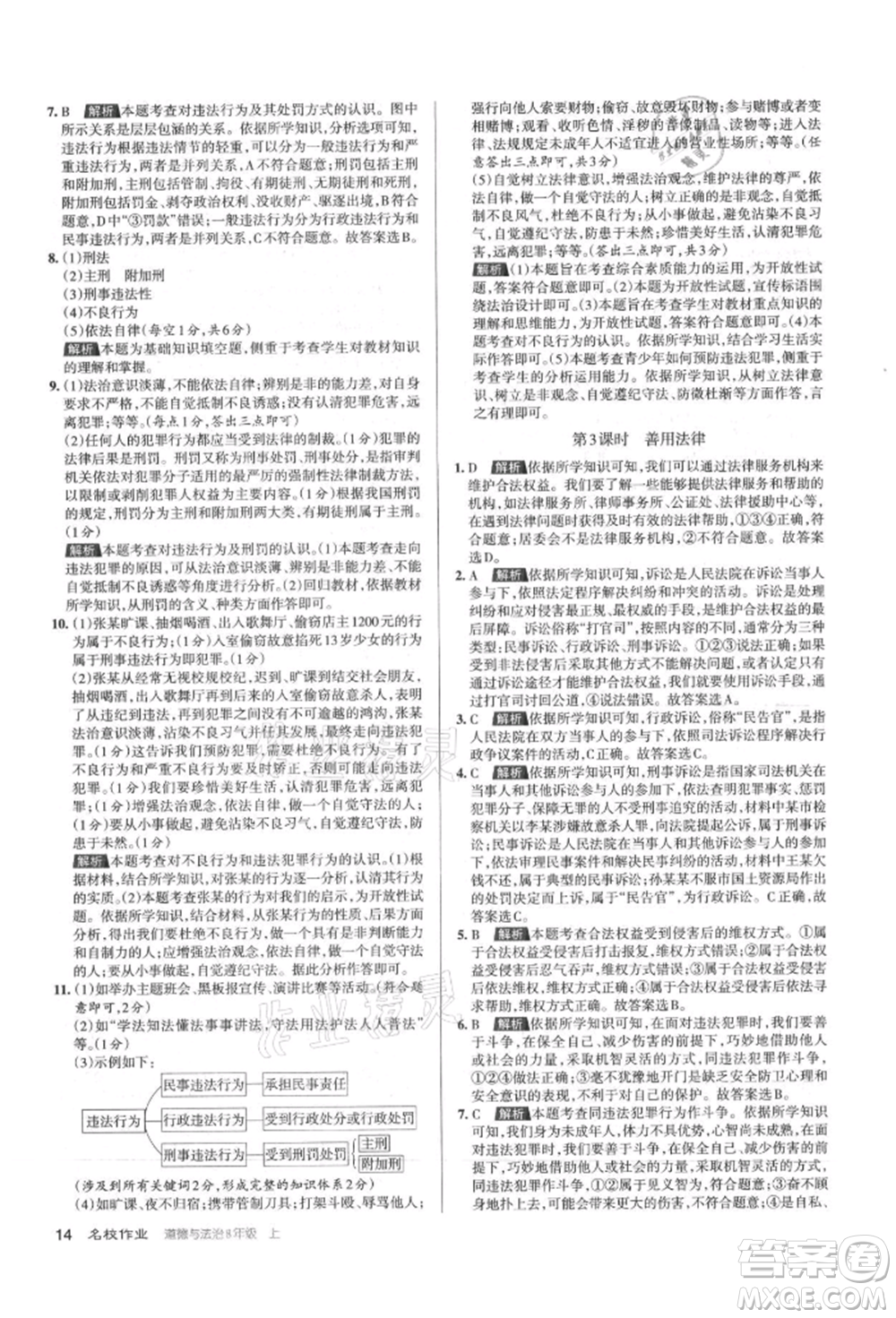 北京教育出版社2021名校作業(yè)八年級(jí)道德與法治上冊(cè)人教版山西專版參考答案