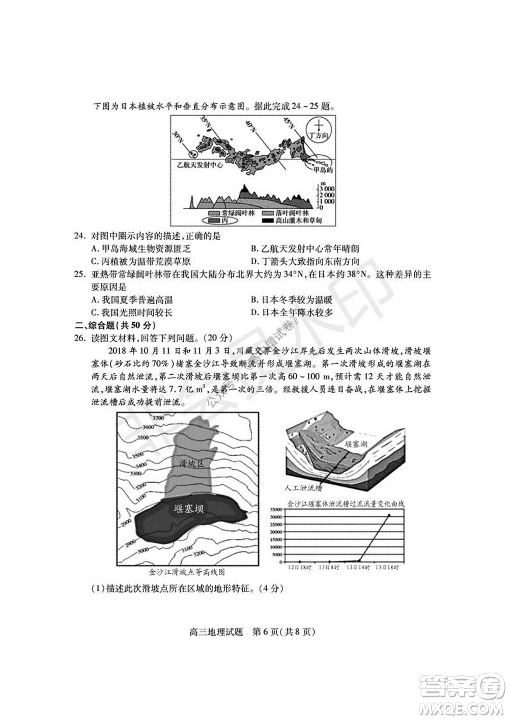 運城市2021高三年級期中調(diào)研測試地理試題試卷及答案