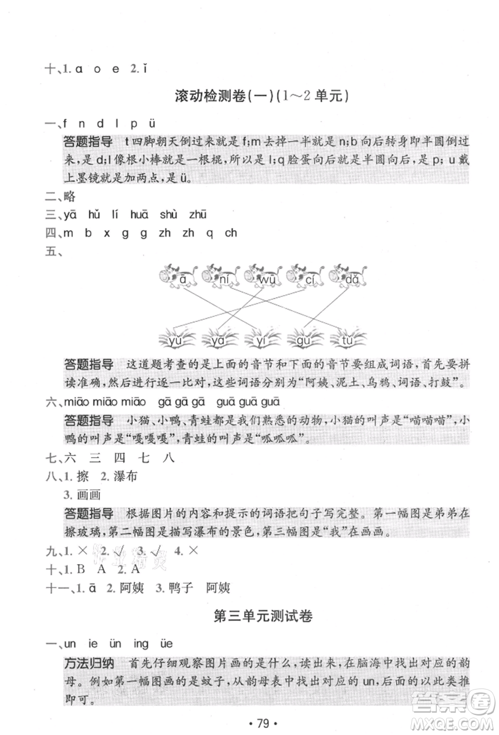 江西高校出版社2021金太陽(yáng)教育小卷霸19套一年級(jí)語(yǔ)文上冊(cè)人教版參考答案