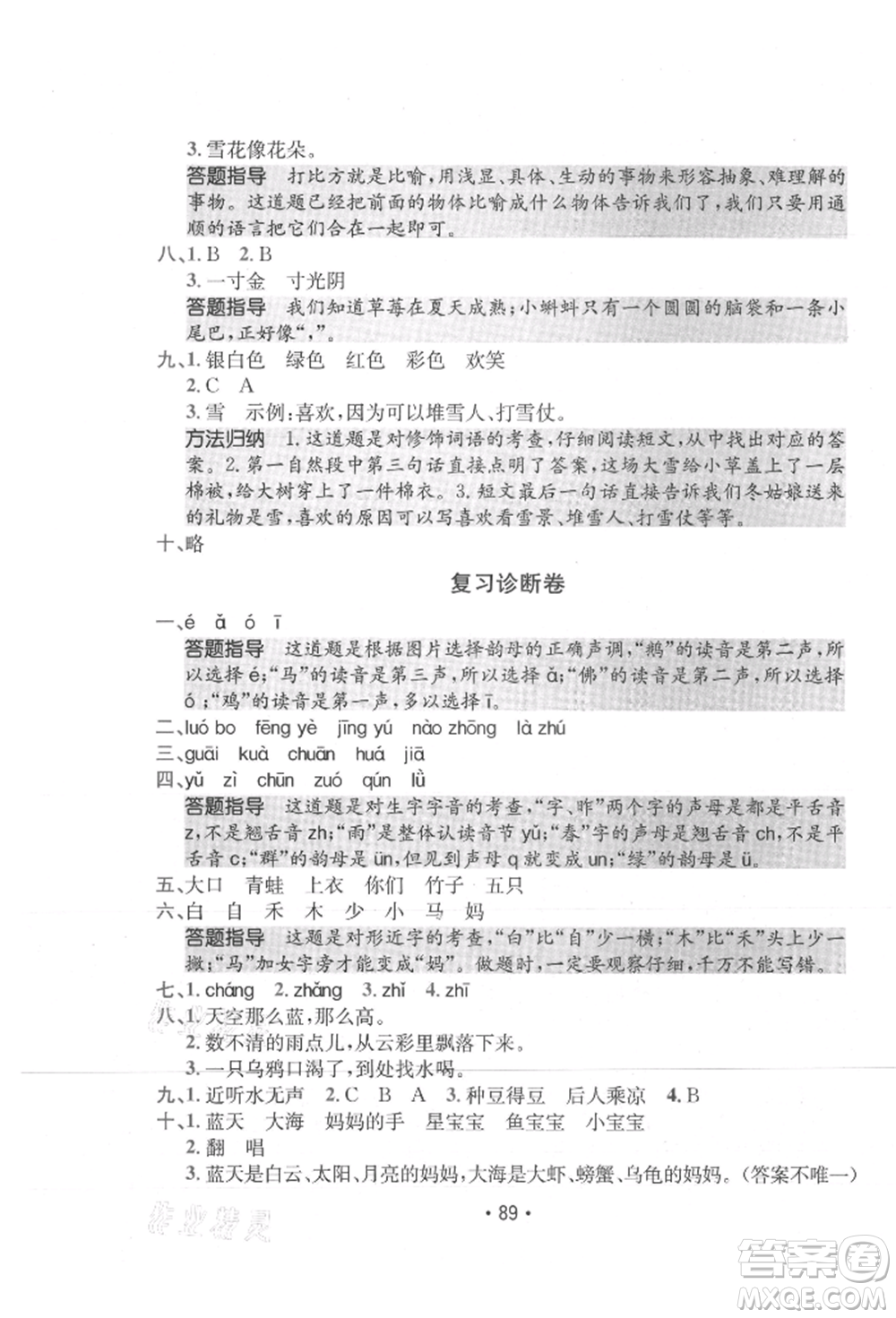 江西高校出版社2021金太陽(yáng)教育小卷霸19套一年級(jí)語(yǔ)文上冊(cè)人教版參考答案