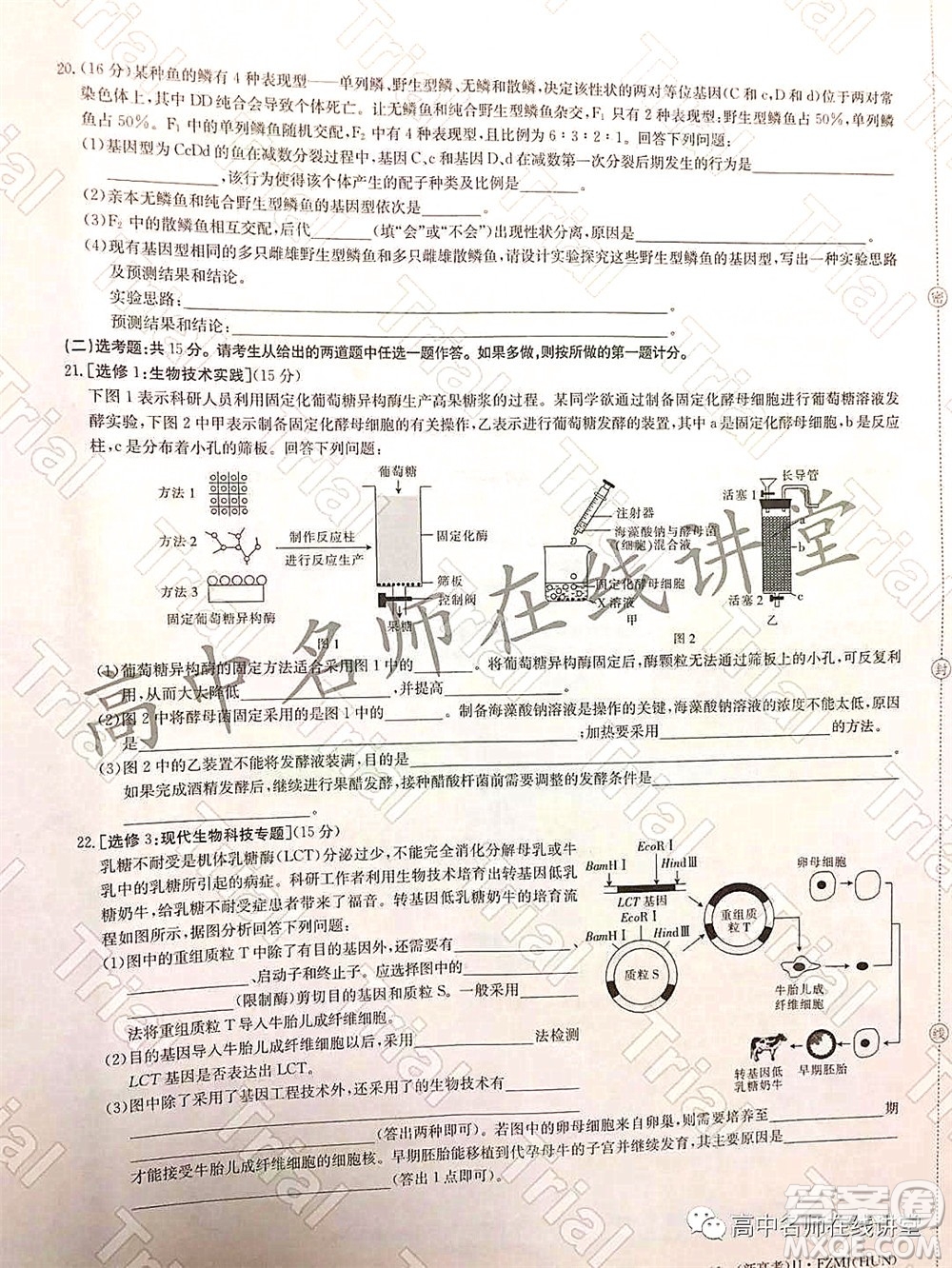 2022年普通高等學校招生全國統(tǒng)一考試仿真密卷二新高考生物試題及答案