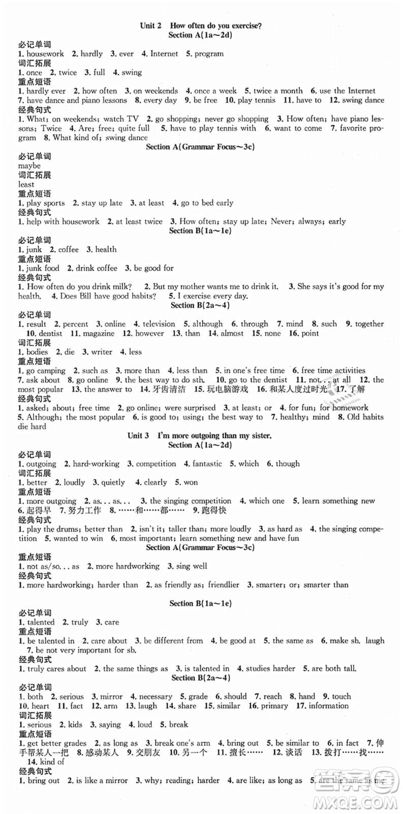 合肥工業(yè)大學(xué)出版社2021七天學(xué)案學(xué)練考八年級(jí)英語上冊RJ人教版答案
