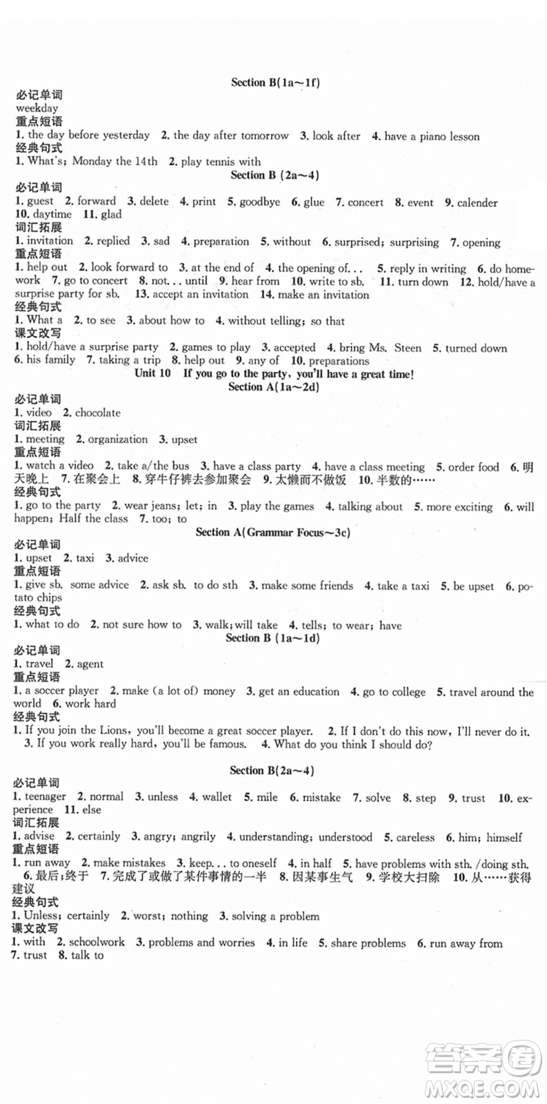 合肥工業(yè)大學(xué)出版社2021七天學(xué)案學(xué)練考八年級(jí)英語上冊RJ人教版答案