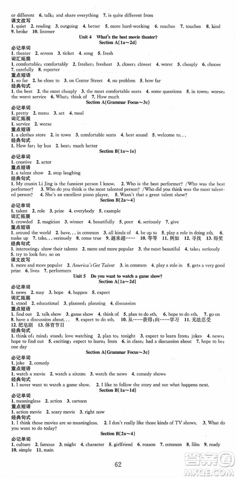 合肥工業(yè)大學(xué)出版社2021七天學(xué)案學(xué)練考八年級(jí)英語上冊RJ人教版答案