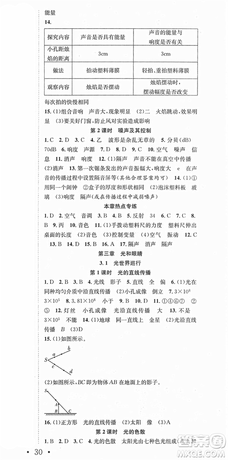 合肥工業(yè)大學(xué)出版社2021七天學(xué)案學(xué)練考八年級(jí)物理上冊(cè)HY滬粵版答案