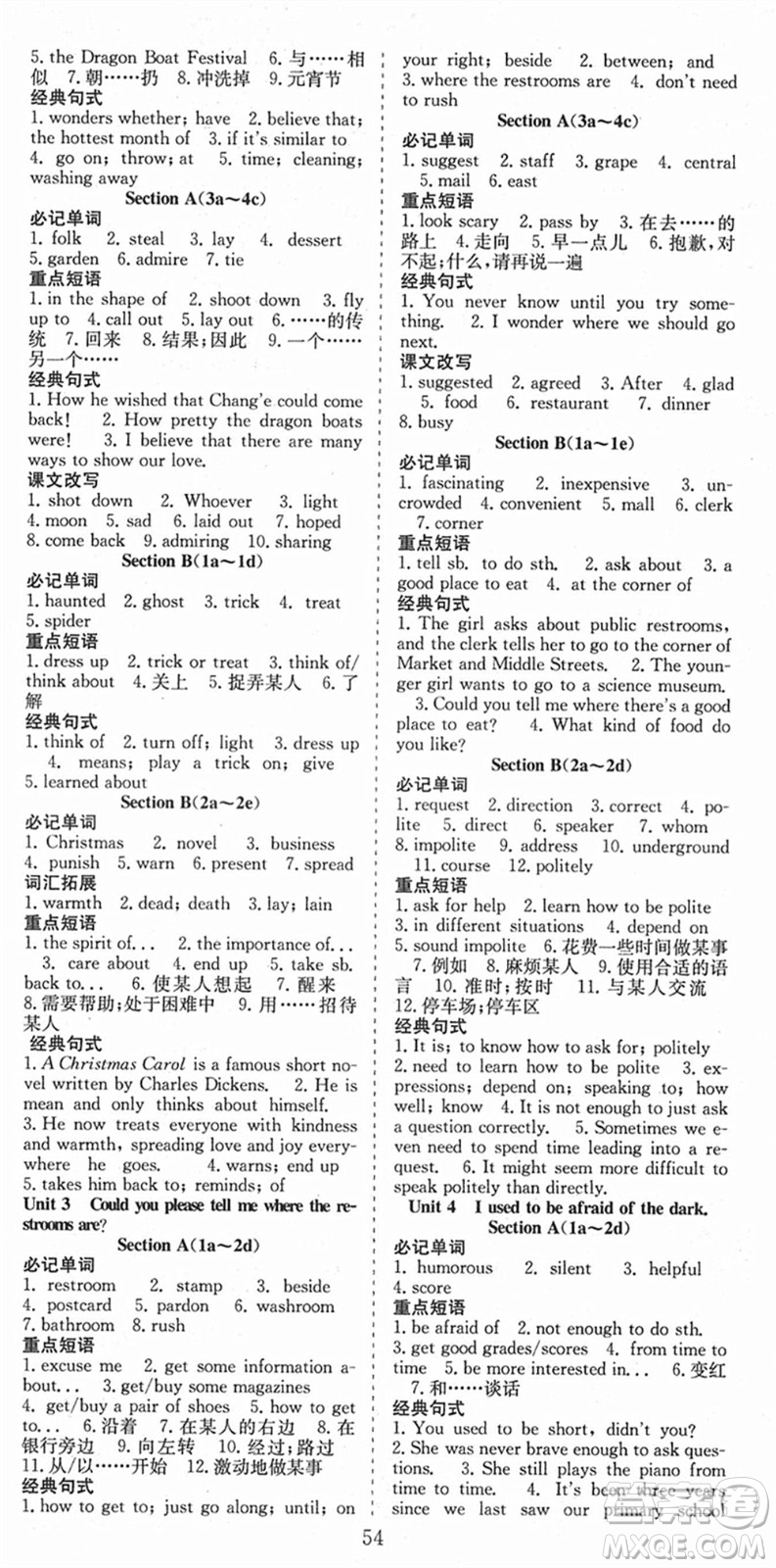 合肥工業(yè)大學(xué)出版社2021七天學(xué)案學(xué)練考九年級(jí)英語上冊(cè)RJ人教版答案