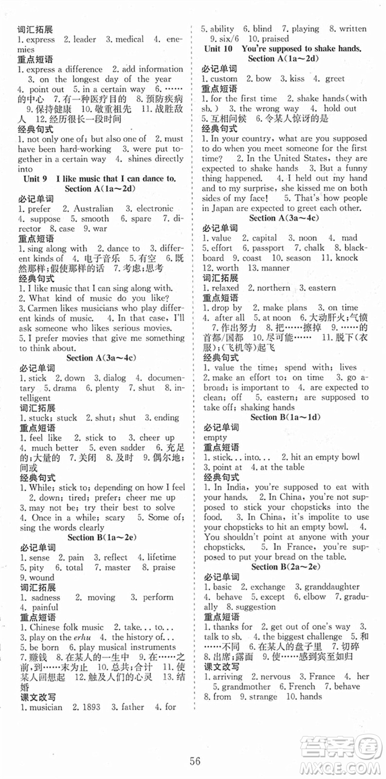 合肥工業(yè)大學(xué)出版社2021七天學(xué)案學(xué)練考九年級(jí)英語上冊(cè)RJ人教版答案