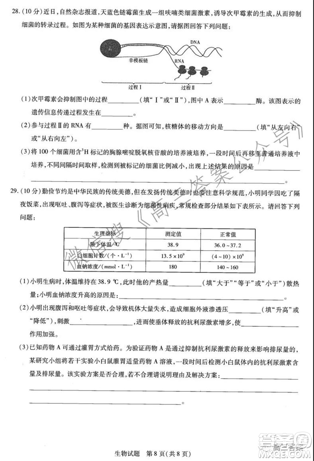 天一大聯(lián)考2021-2022學(xué)年高三年級上學(xué)期期中考試生物試題及答案