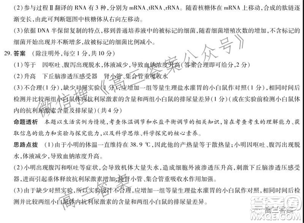 天一大聯(lián)考2021-2022學(xué)年高三年級上學(xué)期期中考試生物試題及答案