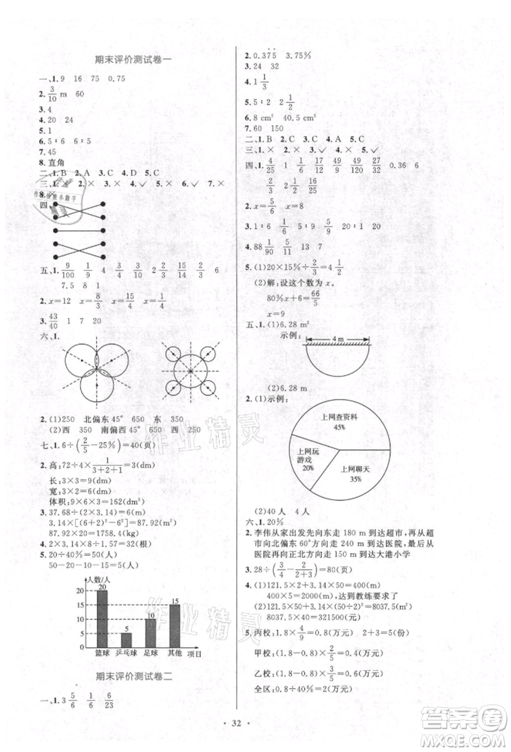 人民教育出版社2021小學(xué)同步測(cè)控優(yōu)化設(shè)計(jì)六年級(jí)數(shù)學(xué)上冊(cè)人教版新疆專版參考答案