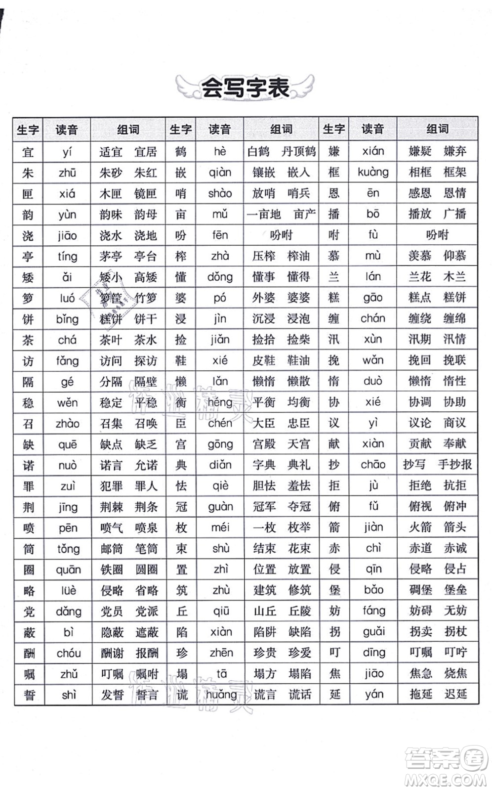 河北教育出版社2021七彩課堂五年級語文上冊人教版廣西專版答案