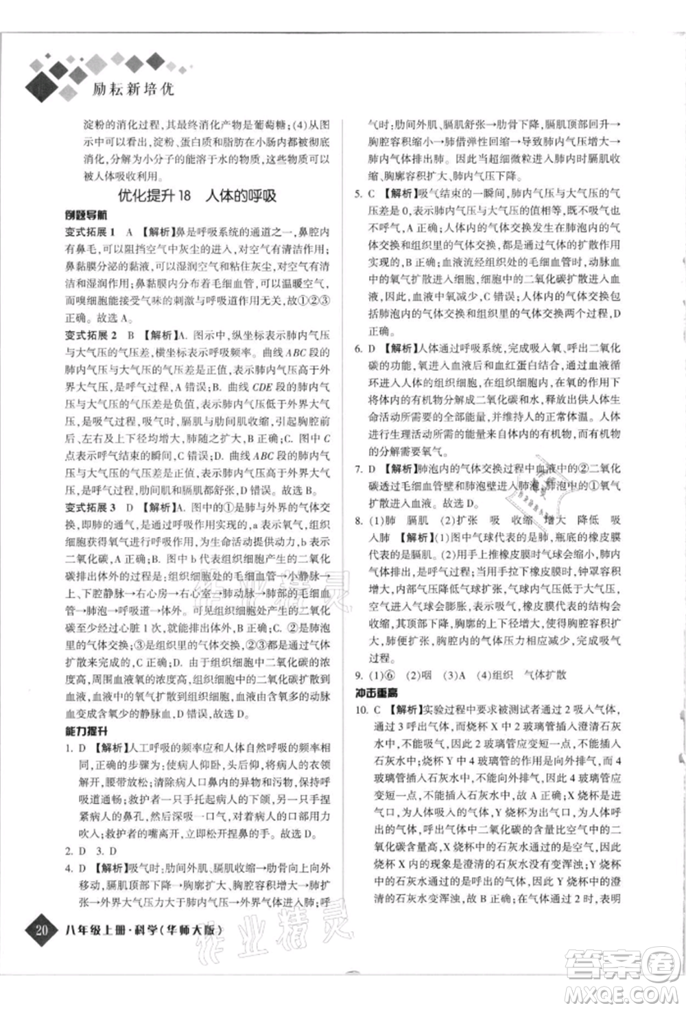 延邊人民出版社2021勵耘新培優(yōu)八年級科學(xué)上冊華師大版參考答案