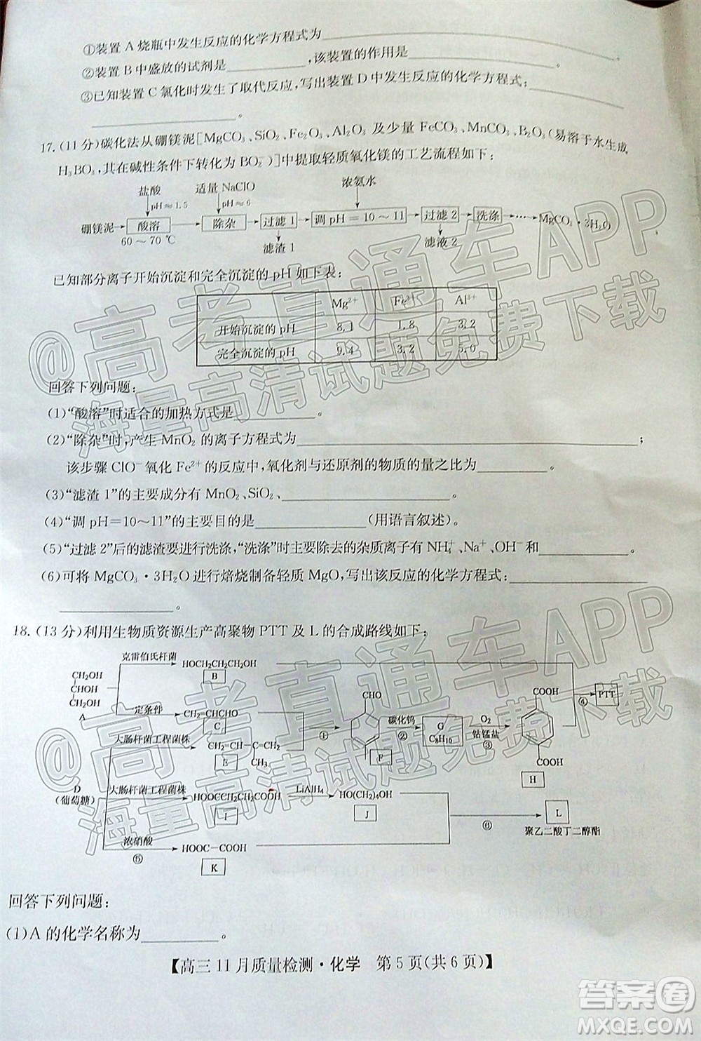 2022屆九師聯(lián)盟高三11月質(zhì)量檢測化學試題及答案