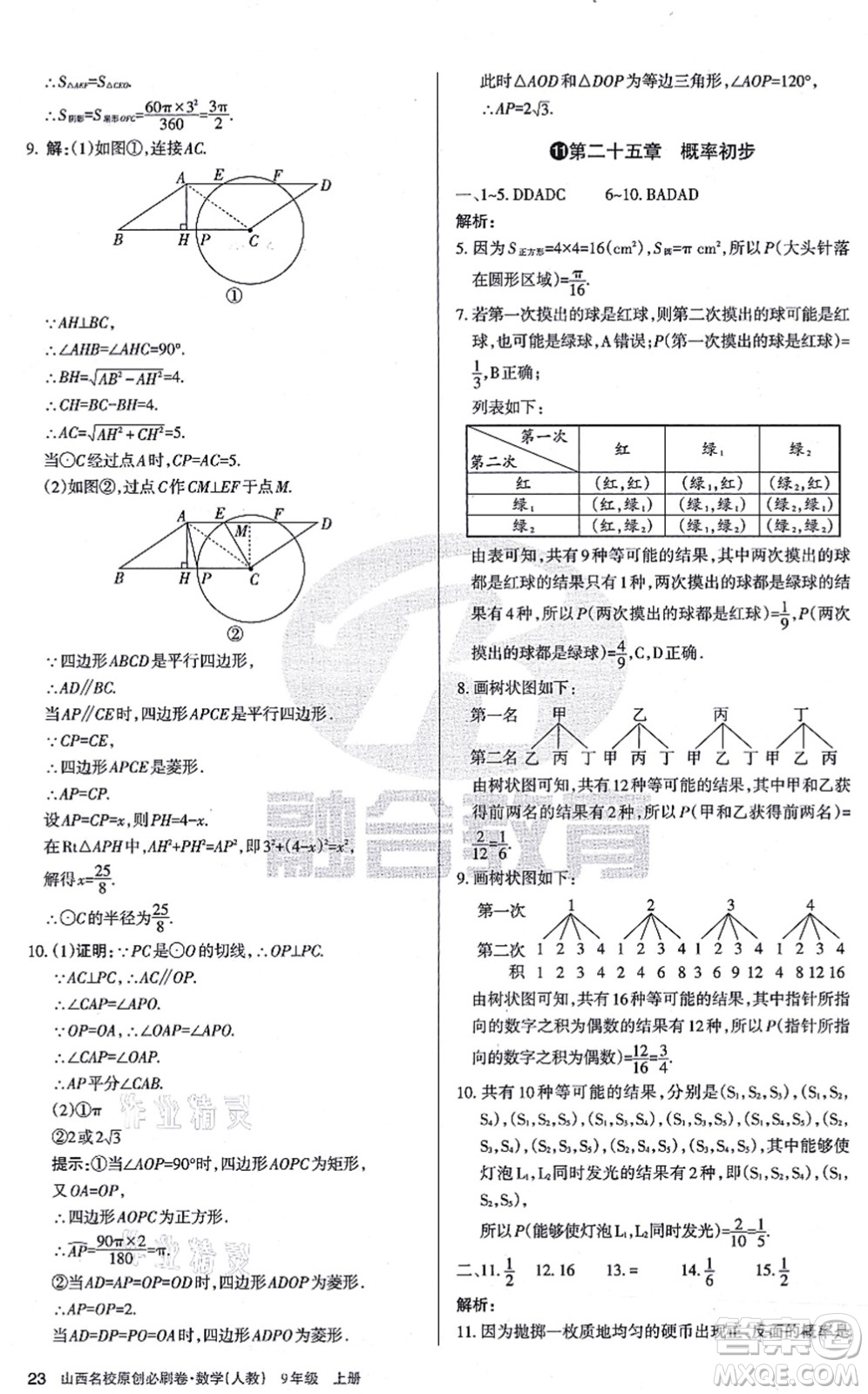 學(xué)習(xí)周報2021山西名校原創(chuàng)必刷卷九年級數(shù)學(xué)上冊人教版答案