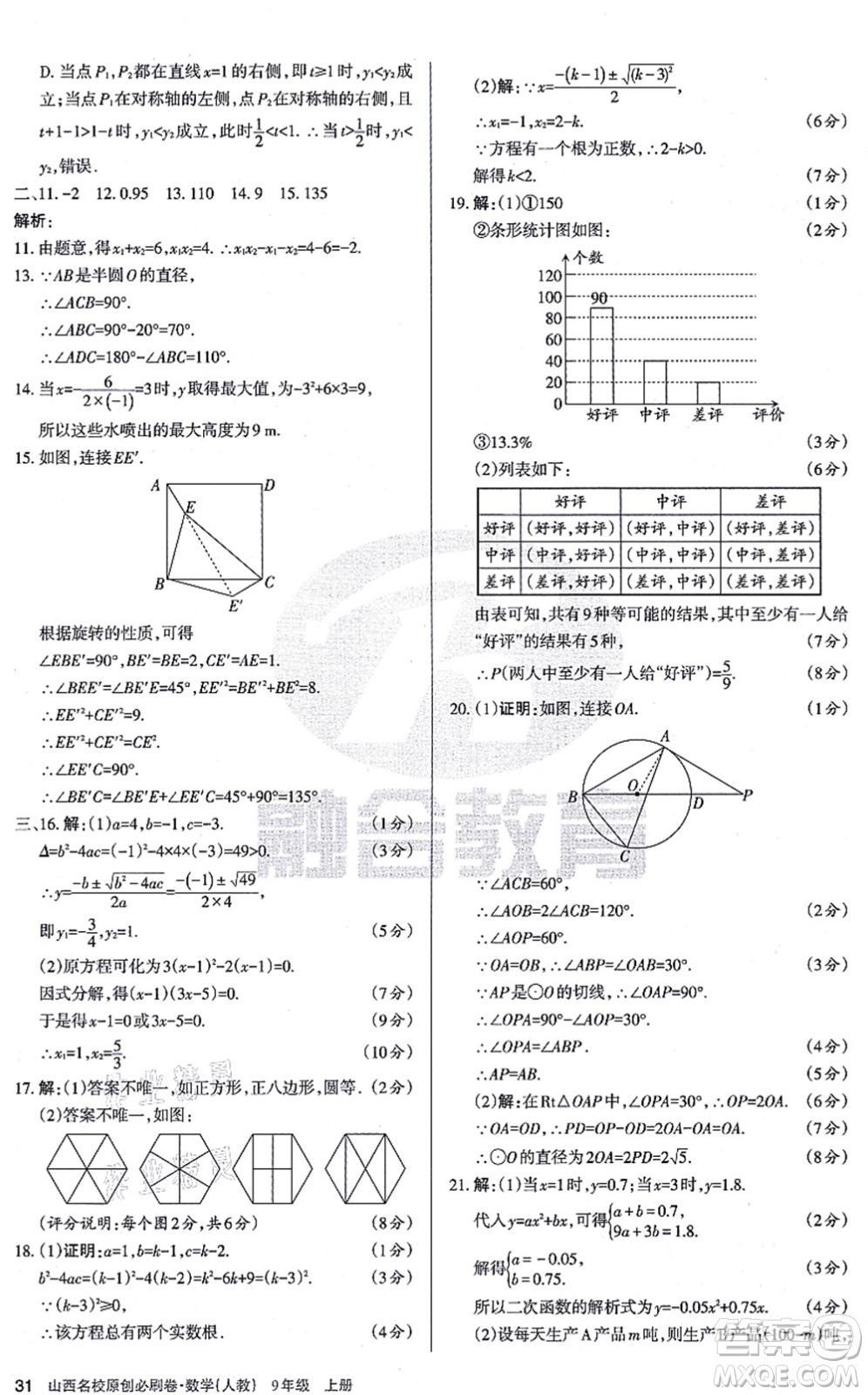 學(xué)習(xí)周報2021山西名校原創(chuàng)必刷卷九年級數(shù)學(xué)上冊人教版答案