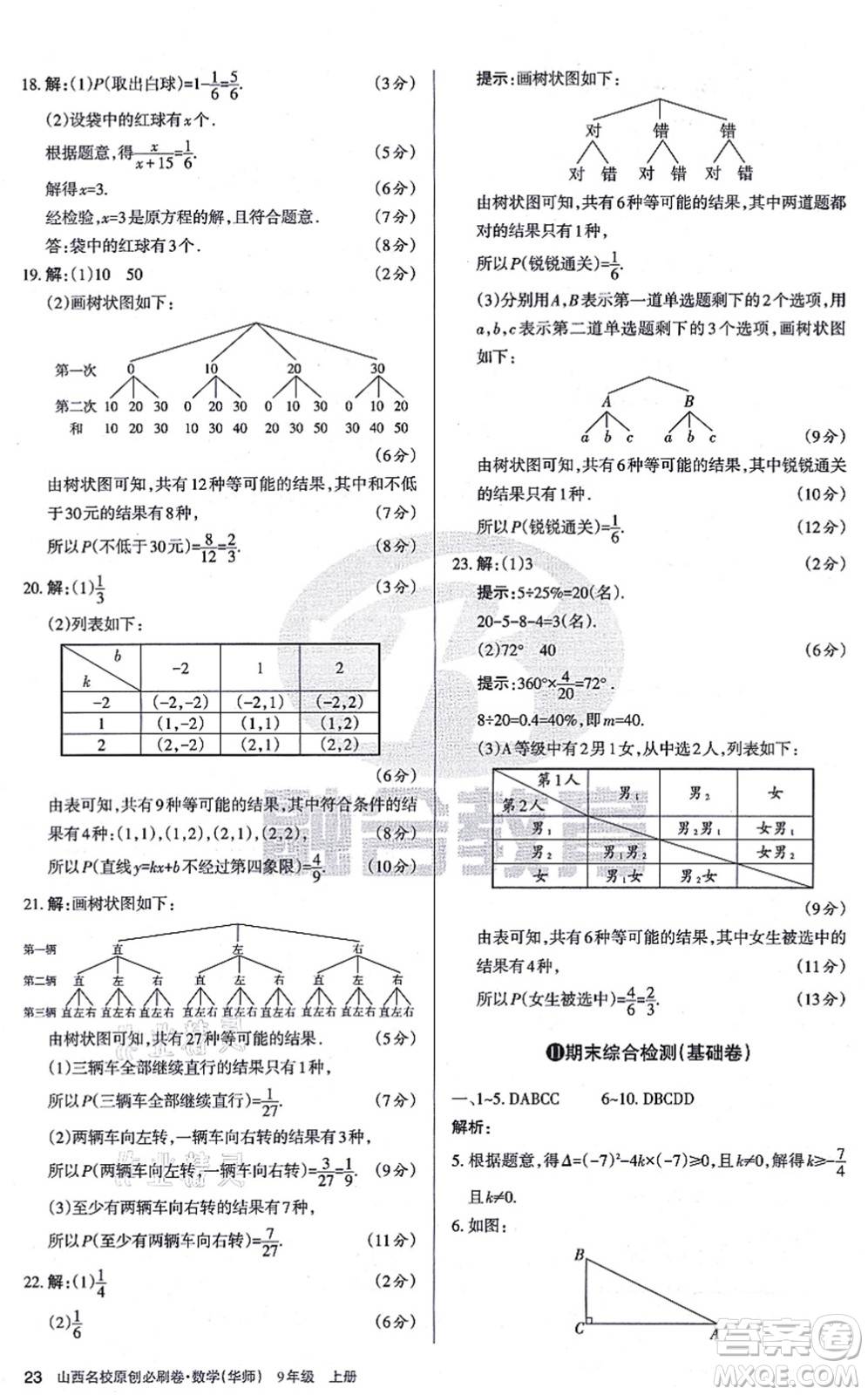 學(xué)習(xí)周報(bào)2021山西名校原創(chuàng)必刷卷九年級(jí)數(shù)學(xué)上冊(cè)華師版答案