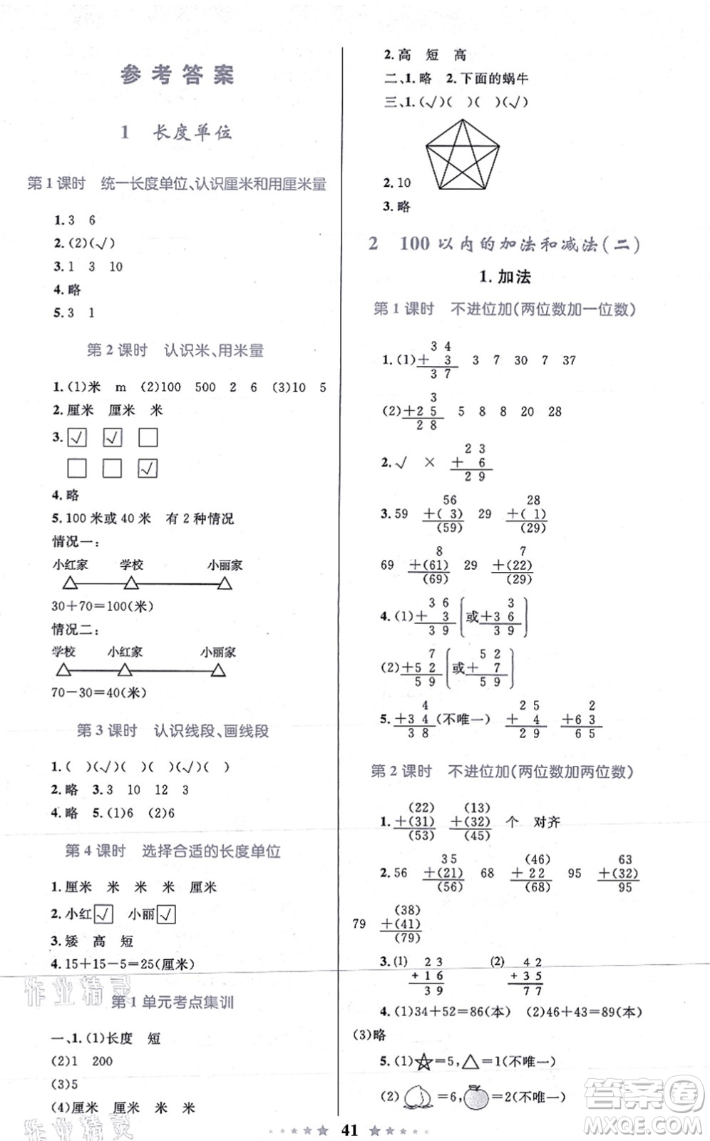 知識出版社2021小學同步測控全優(yōu)設計超人天天練二年級數(shù)學上冊RJ人教版答案
