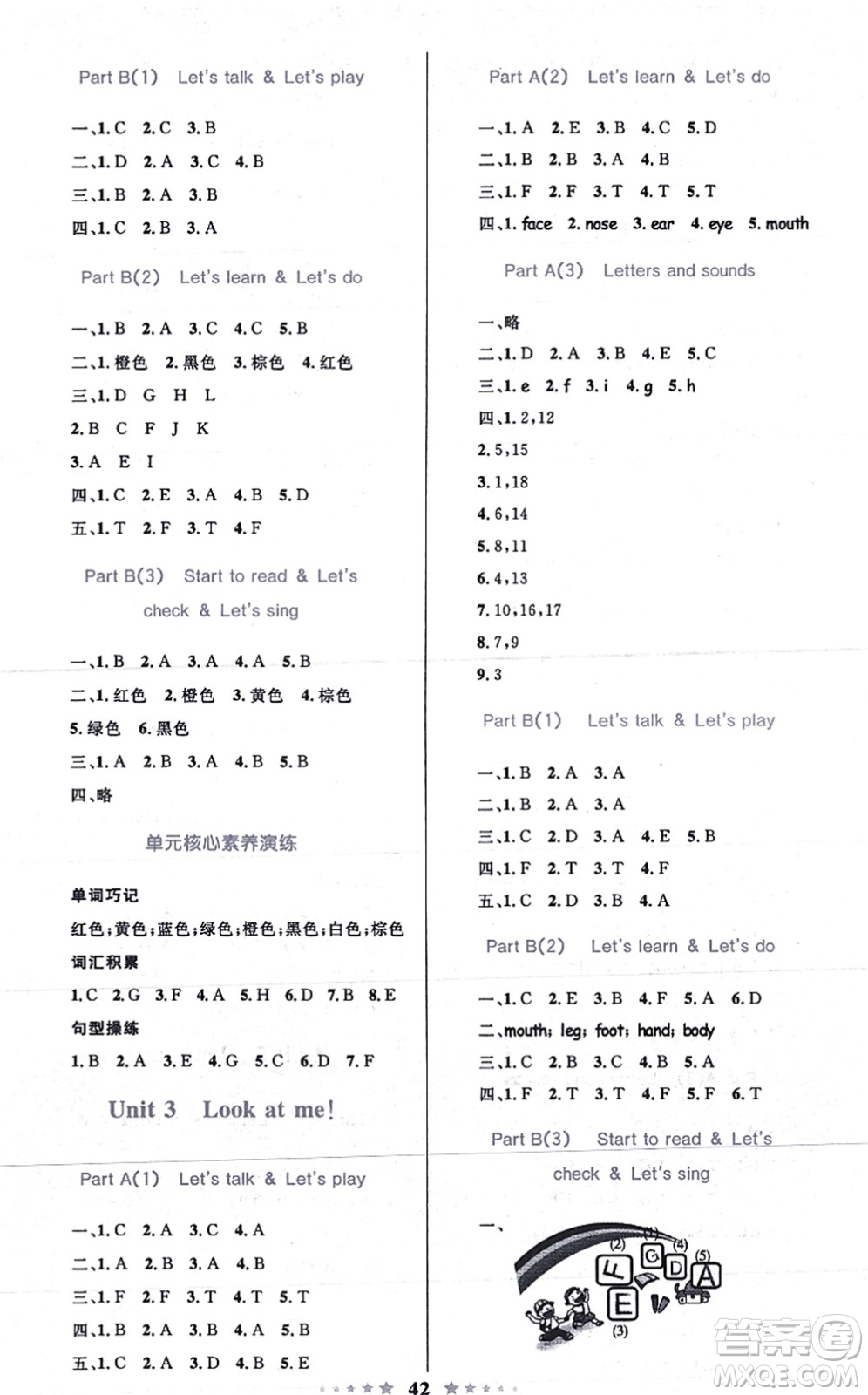 知識出版社2021小學同步測控全優(yōu)設(shè)計超人天天練三年級英語上冊RJ人教版答案