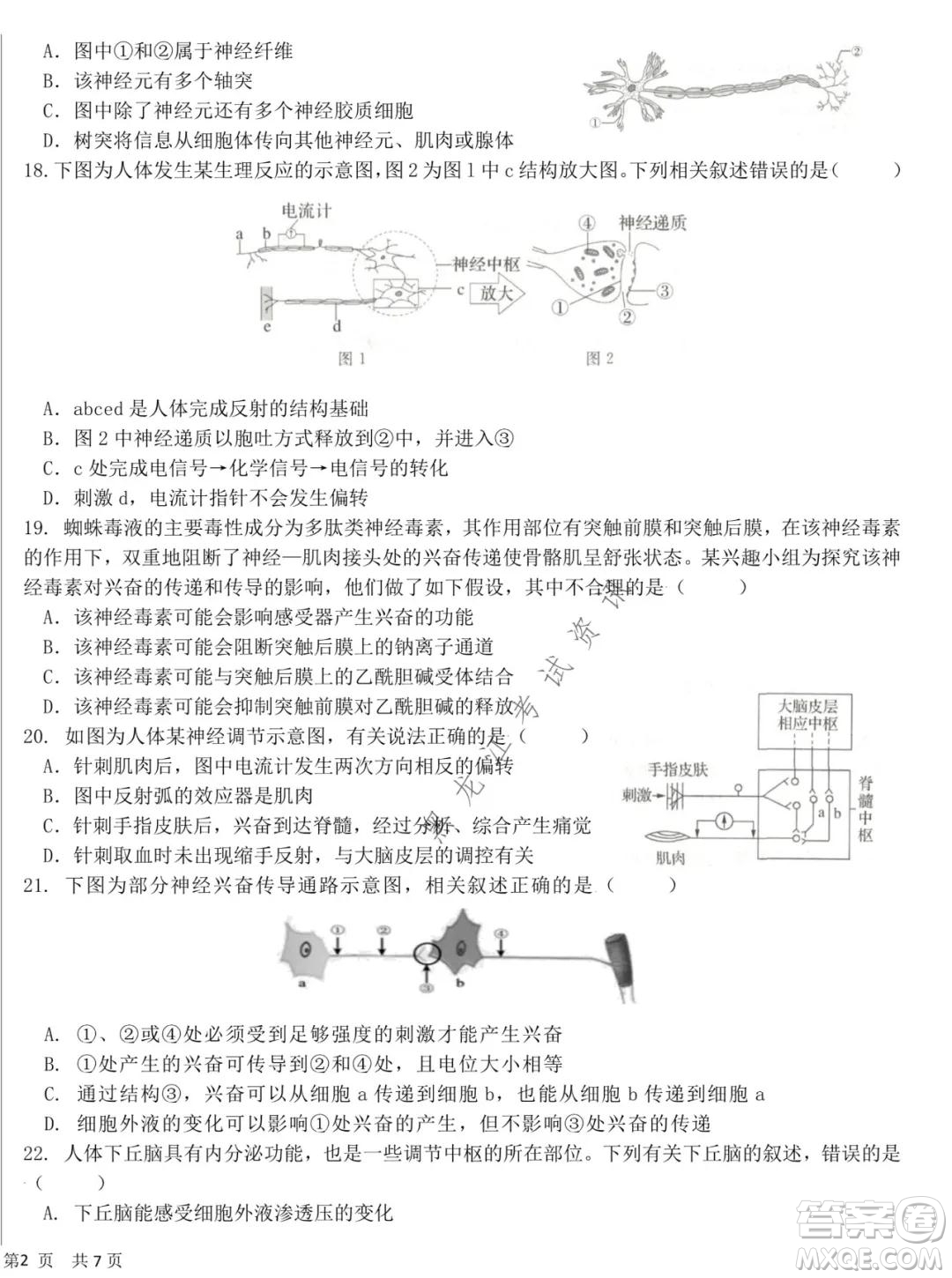 哈爾濱市第六中學2020級上學期期中考試高二生物試題及答案